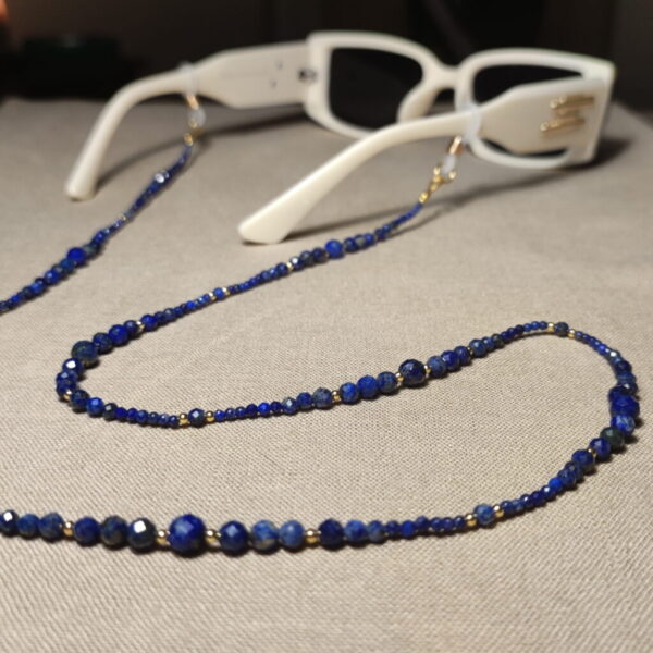 lapis lazuli i srebro damski męski łańcuszek ozdoba do okularów