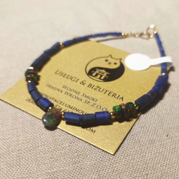 opal etiopski czarny opal dymny lapis lazuli bransoletka z opalem