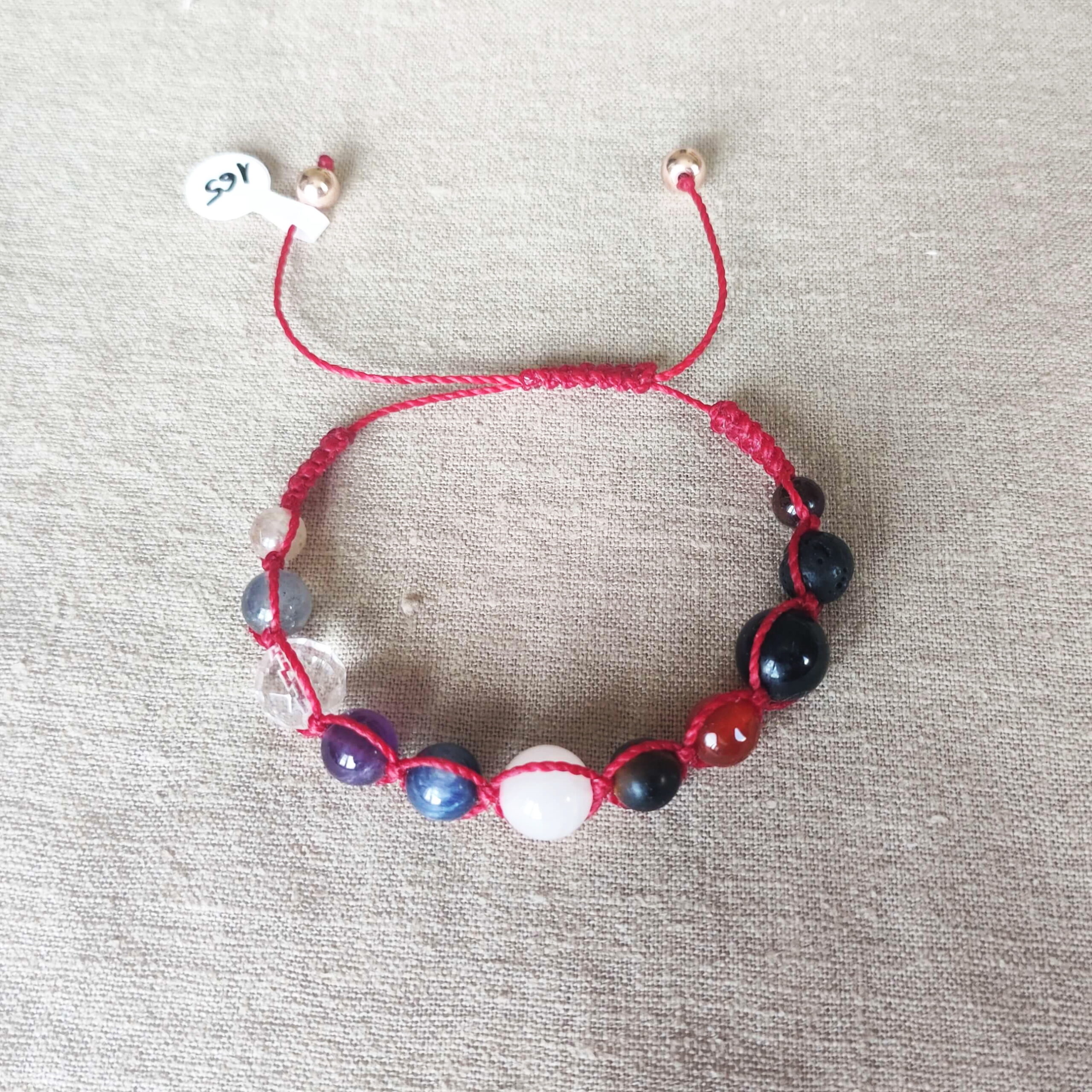 Bransoletka z kamieniami 7 czakr, regulowana, zaplatana, typu Shambala