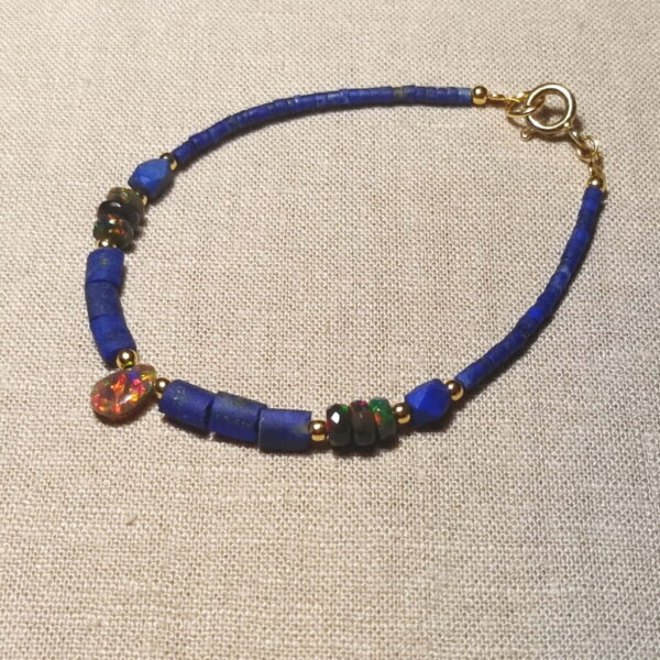 lapis lazuli czarny opal naturalny opal etiopski bransoletka z opalem
